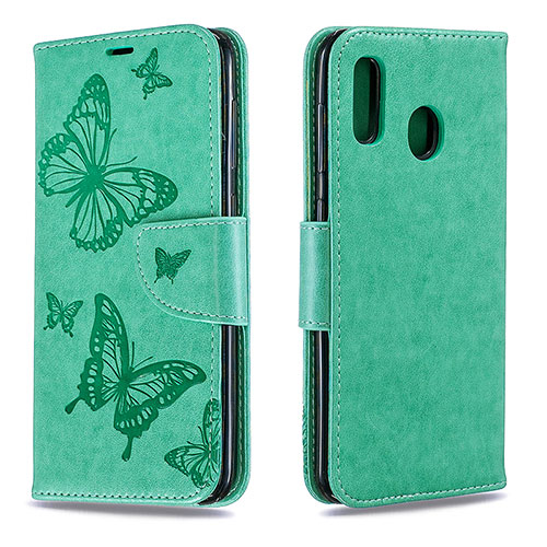 Leather Case Stands Butterfly Flip Cover Holder B01F for Samsung Galaxy A20 Rose Gold