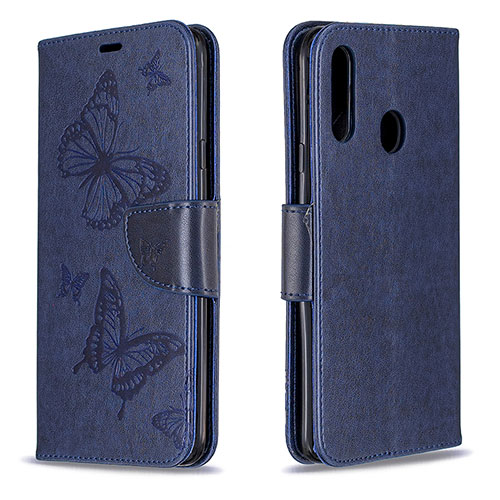 Leather Case Stands Butterfly Flip Cover Holder B01F for Samsung Galaxy A20s Blue