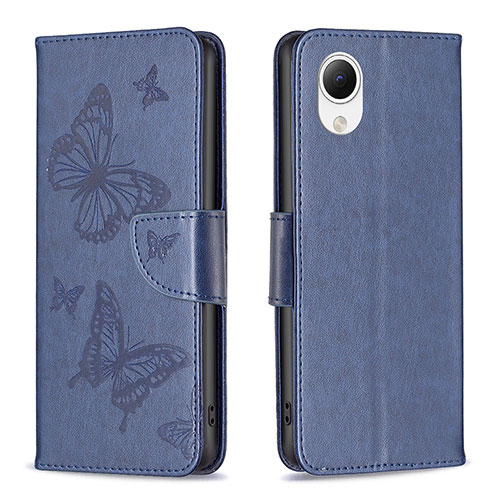 Leather Case Stands Butterfly Flip Cover Holder B01F for Samsung Galaxy A23 5G SC-56C Blue