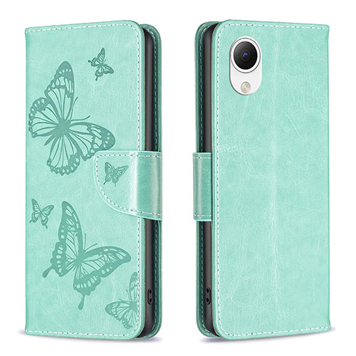 Leather Case Stands Butterfly Flip Cover Holder B01F for Samsung Galaxy A23 5G SC-56C Green