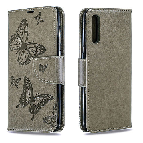 Leather Case Stands Butterfly Flip Cover Holder B01F for Samsung Galaxy A30S Gray