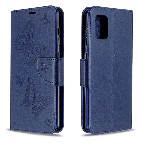 Leather Case Stands Butterfly Flip Cover Holder B01F for Samsung Galaxy A31 Blue