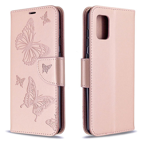 Leather Case Stands Butterfly Flip Cover Holder B01F for Samsung Galaxy A31 Rose Gold