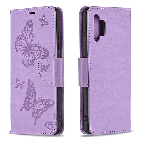 Leather Case Stands Butterfly Flip Cover Holder B01F for Samsung Galaxy A32 5G Clove Purple