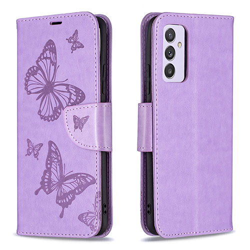 Leather Case Stands Butterfly Flip Cover Holder B01F for Samsung Galaxy A34 5G Clove Purple