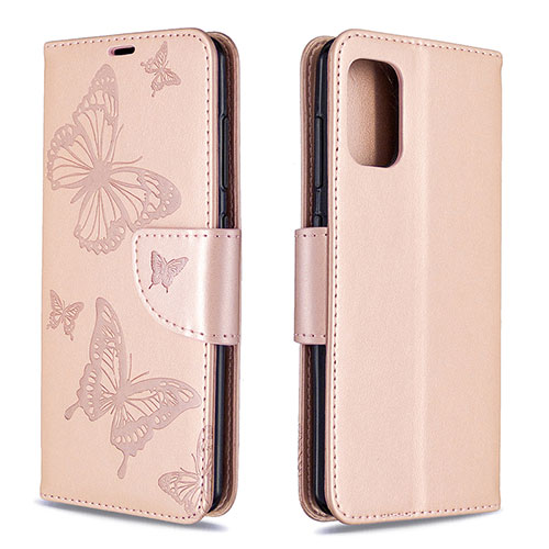 Leather Case Stands Butterfly Flip Cover Holder B01F for Samsung Galaxy A41 Rose Gold