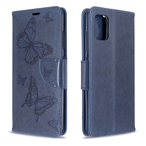 Leather Case Stands Butterfly Flip Cover Holder B01F for Samsung Galaxy A51 4G Blue