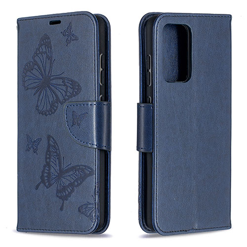 Leather Case Stands Butterfly Flip Cover Holder B01F for Samsung Galaxy A52 4G Blue