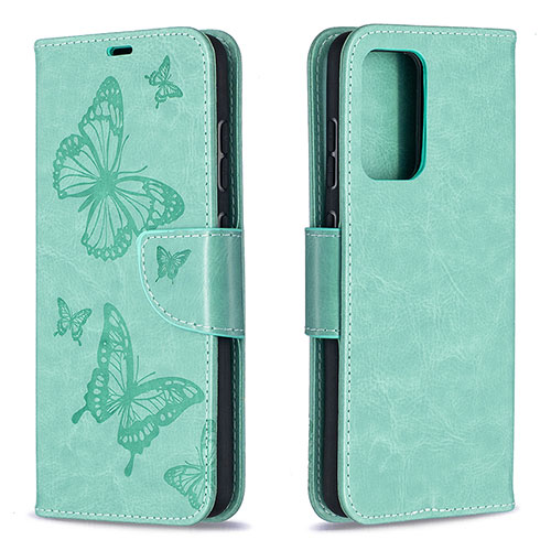 Leather Case Stands Butterfly Flip Cover Holder B01F for Samsung Galaxy A52 4G Green