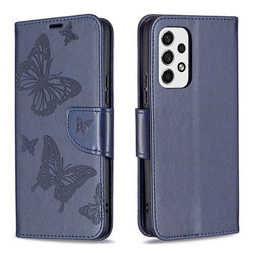 Leather Case Stands Butterfly Flip Cover Holder B01F for Samsung Galaxy A53 5G Blue