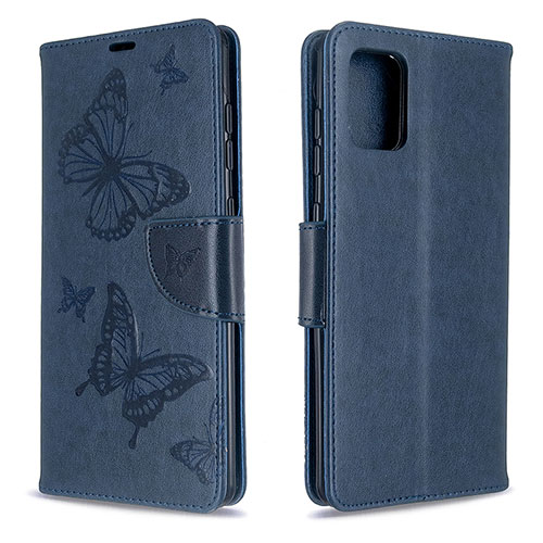 Leather Case Stands Butterfly Flip Cover Holder B01F for Samsung Galaxy A71 5G Blue