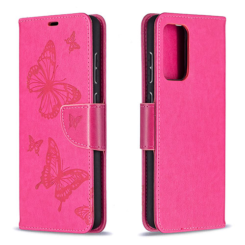 Leather Case Stands Butterfly Flip Cover Holder B01F for Samsung Galaxy A72 5G Hot Pink