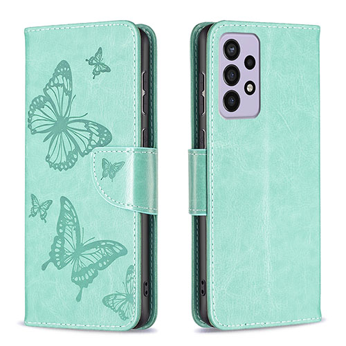 Leather Case Stands Butterfly Flip Cover Holder B01F for Samsung Galaxy A73 5G Green