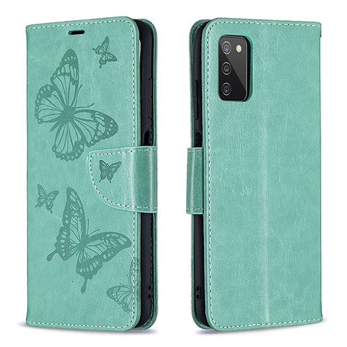 Leather Case Stands Butterfly Flip Cover Holder B01F for Samsung Galaxy F02S SM-E025F Green