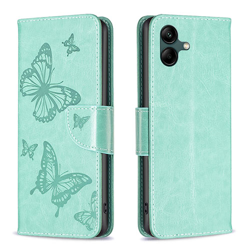 Leather Case Stands Butterfly Flip Cover Holder B01F for Samsung Galaxy F04 Green