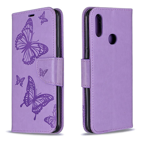 Leather Case Stands Butterfly Flip Cover Holder B01F for Samsung Galaxy M01s Clove Purple