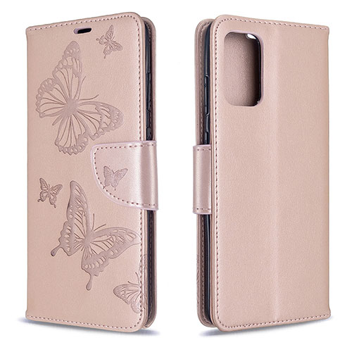 Leather Case Stands Butterfly Flip Cover Holder B01F for Samsung Galaxy S20 5G Rose Gold