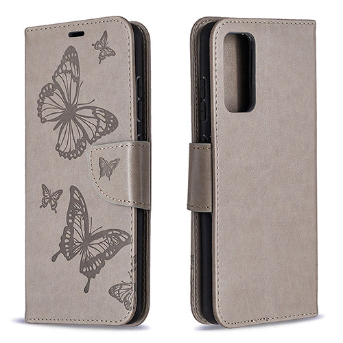 Leather Case Stands Butterfly Flip Cover Holder B01F for Samsung Galaxy S20 FE 4G Gray