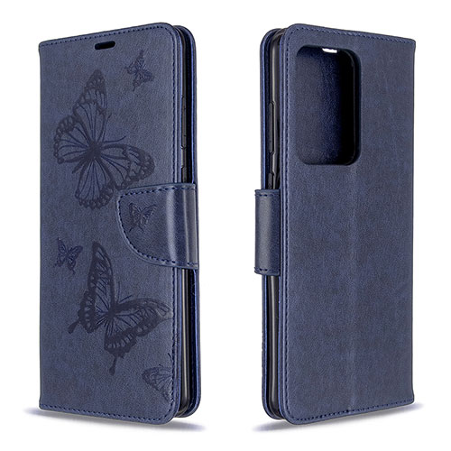 Leather Case Stands Butterfly Flip Cover Holder B01F for Samsung Galaxy S20 Plus Blue