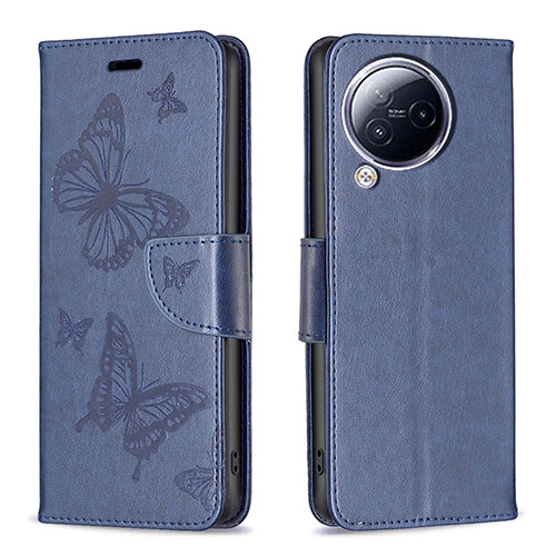 Leather Case Stands Butterfly Flip Cover Holder B01F for Xiaomi Civi 3 5G Blue