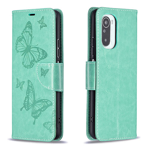 Leather Case Stands Butterfly Flip Cover Holder B01F for Xiaomi Mi 11i 5G Green