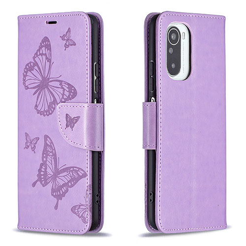 Leather Case Stands Butterfly Flip Cover Holder B01F for Xiaomi Mi 11X Pro 5G Clove Purple