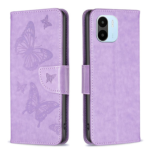 Leather Case Stands Butterfly Flip Cover Holder B01F for Xiaomi Poco C50 Clove Purple