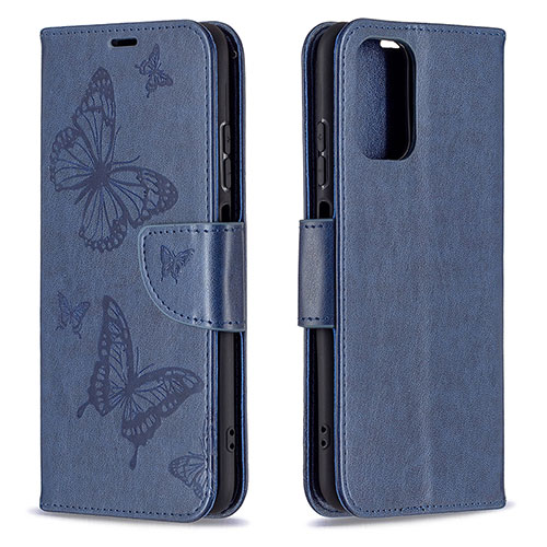 Leather Case Stands Butterfly Flip Cover Holder B01F for Xiaomi Poco M5S Blue