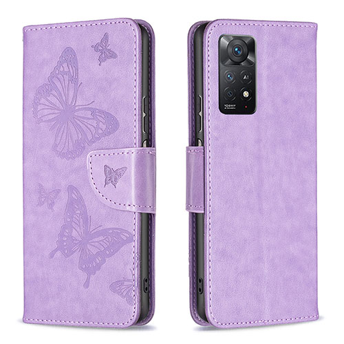 Leather Case Stands Butterfly Flip Cover Holder B01F for Xiaomi Redmi Note 12 Pro 4G Clove Purple