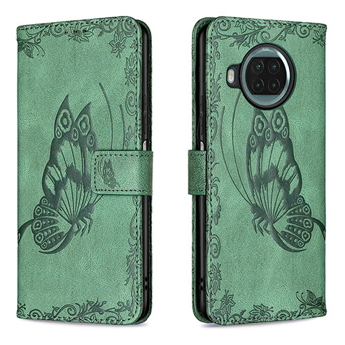 Leather Case Stands Butterfly Flip Cover Holder B02F for Xiaomi Mi 10T Lite 5G Green