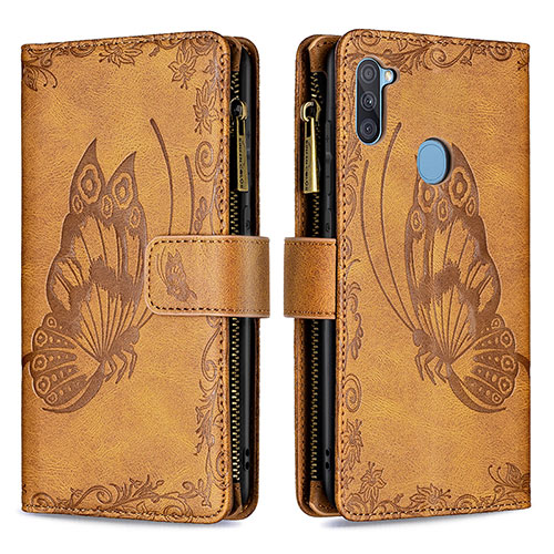 Leather Case Stands Butterfly Flip Cover Holder B03F for Samsung Galaxy A11 Brown