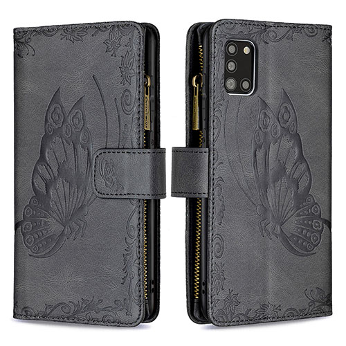 Leather Case Stands Butterfly Flip Cover Holder B03F for Samsung Galaxy A31 Black
