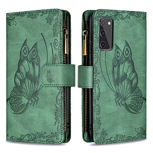 Leather Case Stands Butterfly Flip Cover Holder B03F for Samsung Galaxy S20 FE 5G Green