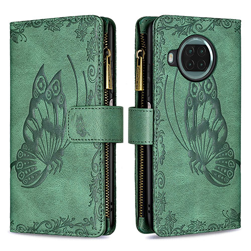 Leather Case Stands Butterfly Flip Cover Holder B03F for Xiaomi Mi 10i 5G Green