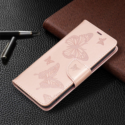 Leather Case Stands Butterfly Flip Cover Holder B13F for Samsung Galaxy S22 Plus 5G Gold