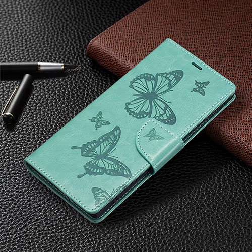 Leather Case Stands Butterfly Flip Cover Holder B13F for Samsung Galaxy S24 Ultra 5G Green