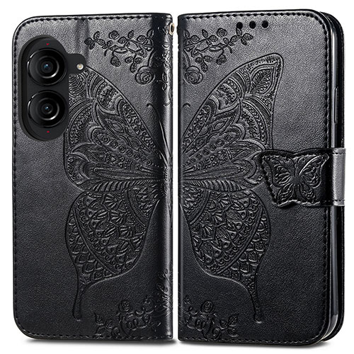 Leather Case Stands Butterfly Flip Cover Holder for Asus ZenFone 10 Black