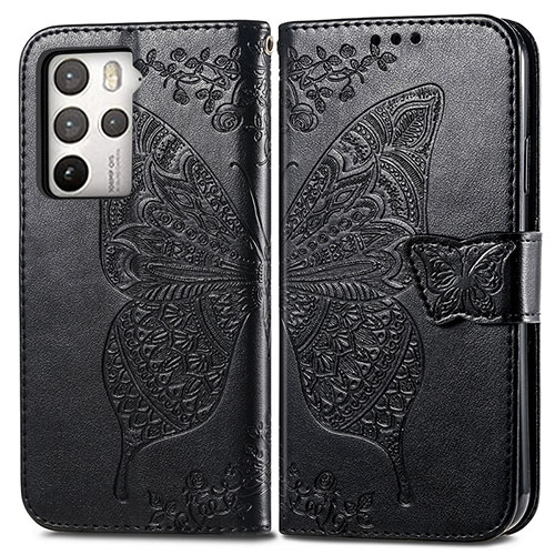 Leather Case Stands Butterfly Flip Cover Holder for HTC U23 Pro 5G Black