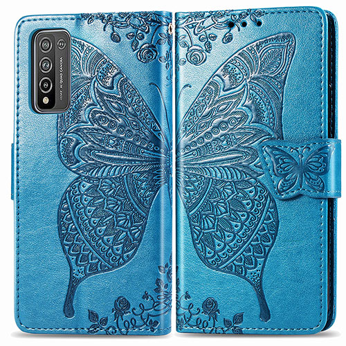 Leather Case Stands Butterfly Flip Cover Holder for Huawei Honor 10X Lite Blue