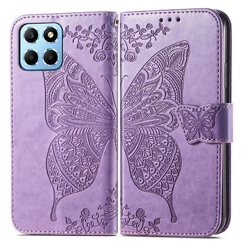 Leather Case Stands Butterfly Flip Cover Holder for Huawei Honor 70 Lite 5G Clove Purple