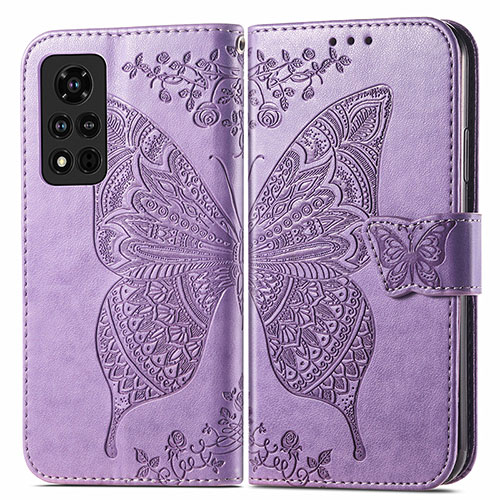 Leather Case Stands Butterfly Flip Cover Holder for Huawei Honor V40 5G Clove Purple