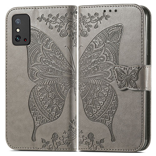 Leather Case Stands Butterfly Flip Cover Holder for Huawei Honor X10 Max 5G Gray