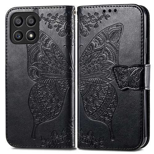 Leather Case Stands Butterfly Flip Cover Holder for Huawei Honor X30i Black