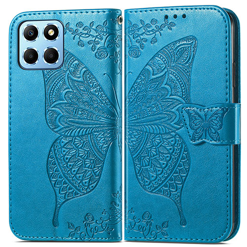 Leather Case Stands Butterfly Flip Cover Holder for Huawei Honor X6 Blue