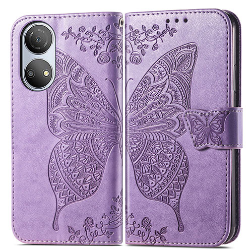 Leather Case Stands Butterfly Flip Cover Holder for Huawei Honor X7 Clove Purple