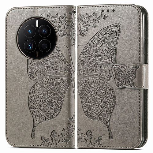 Leather Case Stands Butterfly Flip Cover Holder for Huawei Mate 50E Gray