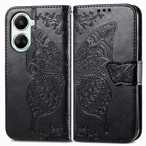 Leather Case Stands Butterfly Flip Cover Holder for Huawei Nova 10 SE Black