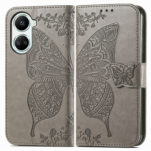 Leather Case Stands Butterfly Flip Cover Holder for Huawei Nova 10 SE Gray