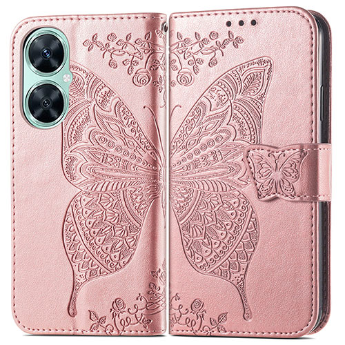 Leather Case Stands Butterfly Flip Cover Holder for Huawei Nova 11i Rose Gold