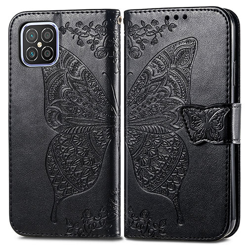 Leather Case Stands Butterfly Flip Cover Holder for Huawei Nova 8 SE 4G Black